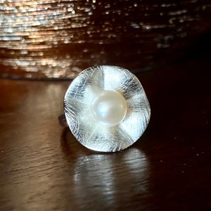 Natural, White, Pearl, Ring, In 925 Sterling Silver