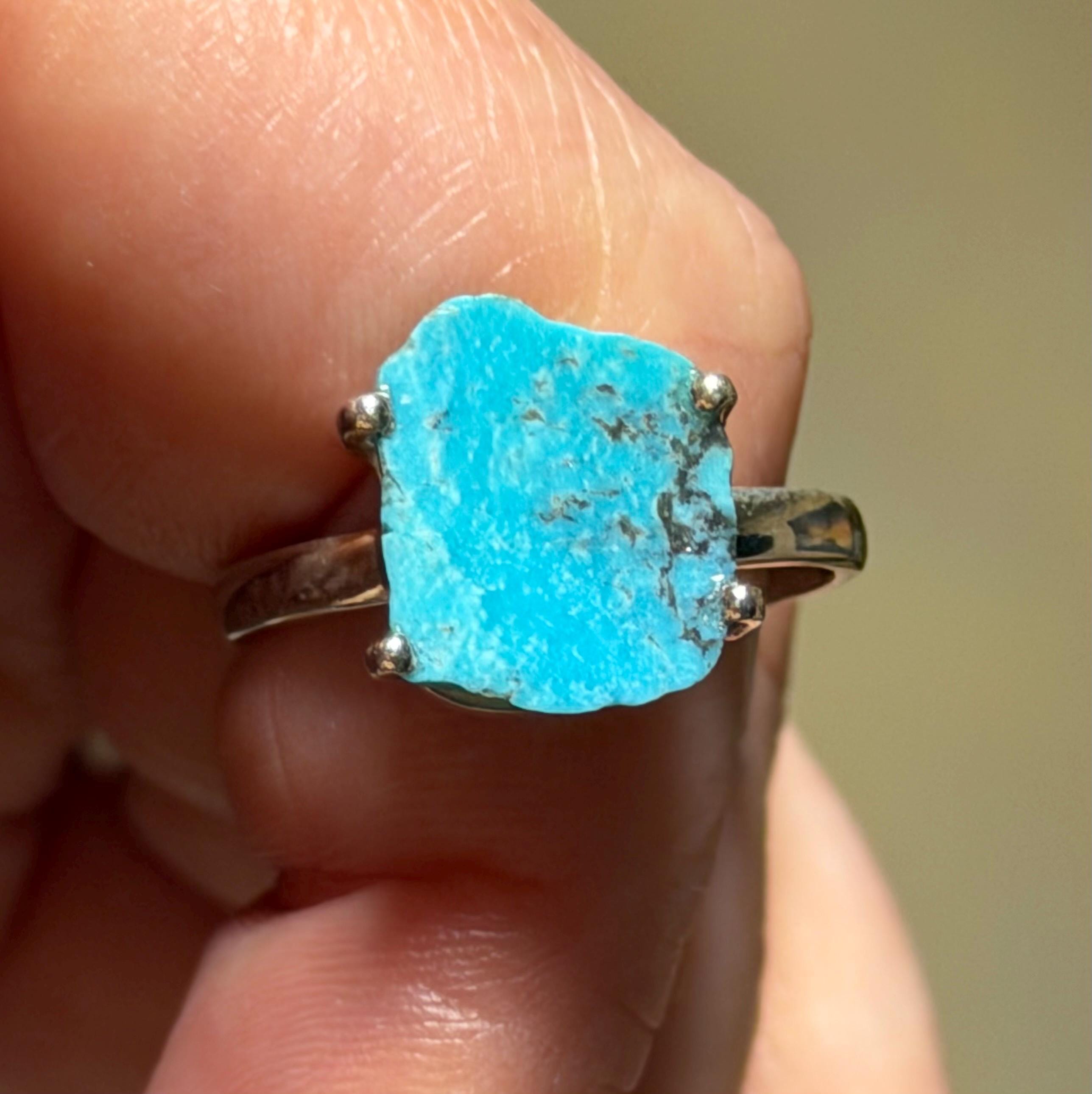 Sleeping Beauty, Turquoise, Ring, Size 9, in Sterling Silver - Etsy