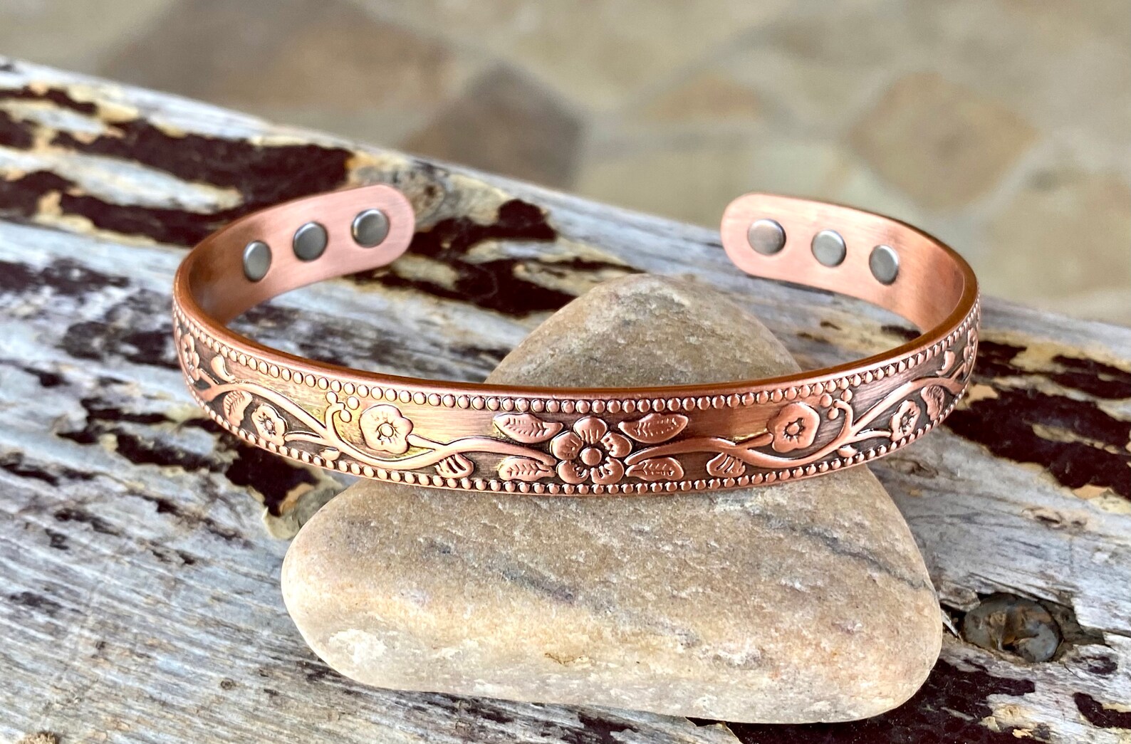 Vintage Copper Bracelet Floral Copper Cuff Bracelet Etsy