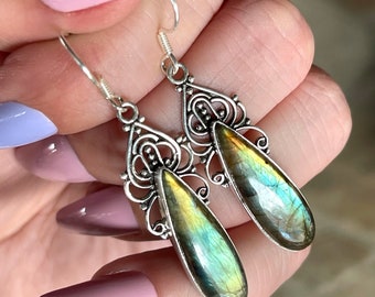 Orecchini Pendenti In Argento Sterling 925 Con Pietra Di Luna Arcobaleno – Ipoallergenici – Confezione Regalo Per Donne E Ragazze - 2