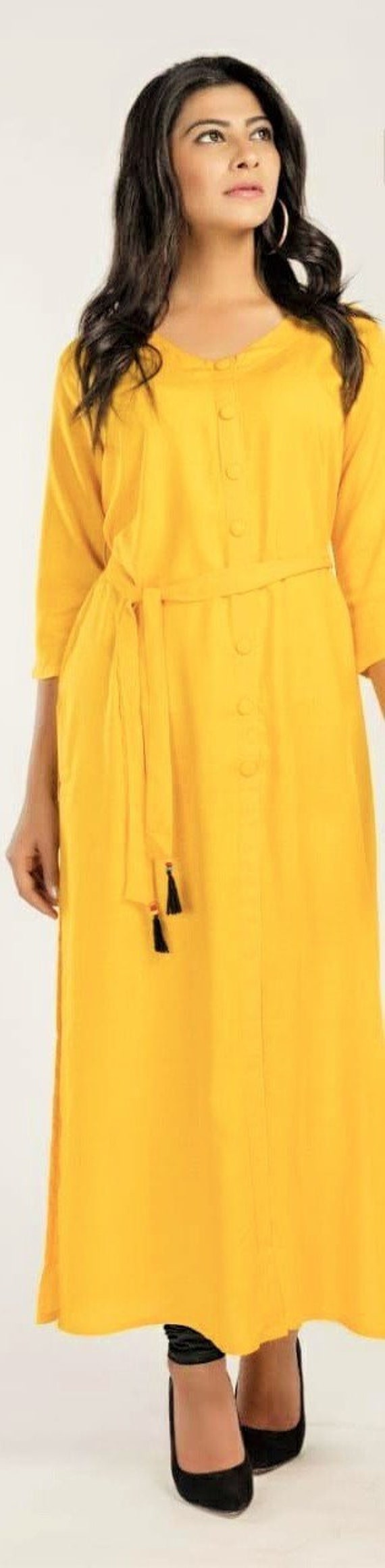 Yellow Long Kurti Dress