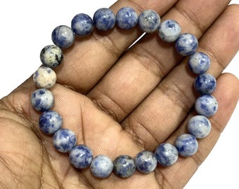 Natural Sodalite Bracelet 8 mm Blue Gemstone Beaded Bracelet Handmade Healing Protection Bracelets Crystals Stretch Stacking Bracelets