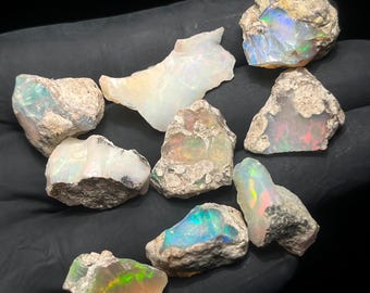 Opal Rough Top Grade Quality Dry Ethiopian Opal Raw Natural Opal Rough Welo Fire Opal Crystal For Jewelry Loose Gemstones 12-20 mm 10 Pieces