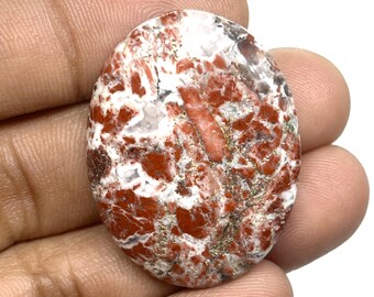 Natural Rainbow Jasper Cabochon: Oval Gemstone (34x26x5 mm)