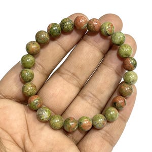Top Quality Natural Unakite Stone Bracelet Stretchable Bracelet Unisex Bracelet 8 MM Bracelet Unakite Gemstone Bracelet Gift For Him / Her