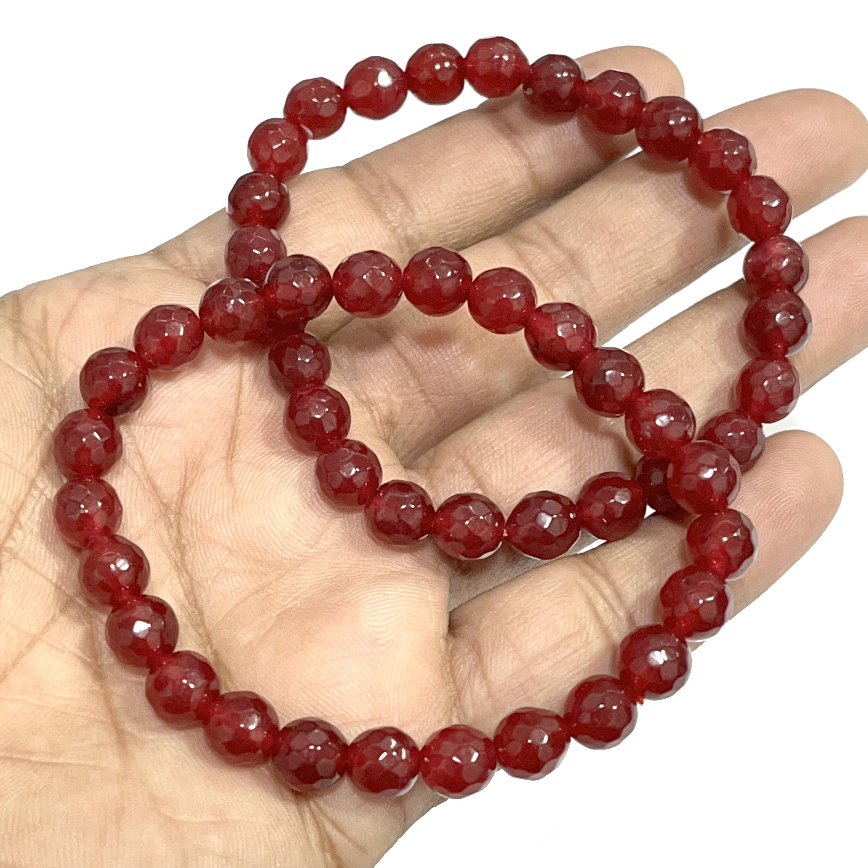 美しいファセットレッドオニキスブレスレット 8mm ルース