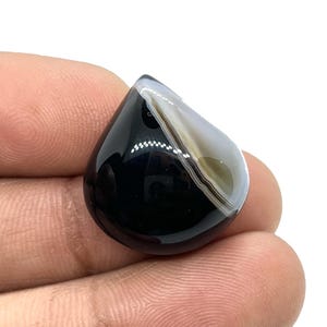Natural Sulemani Aqeeq Gemstone: Pear Cabochon (21x19mm)