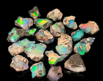 Opal Rough Top Grade Quality Dry Ethiopian Opal Raw Natural Opal Rough Welo Fire Opal Crystal For Jewelry Loose Gemstones 12-20 mm 10 Pieces