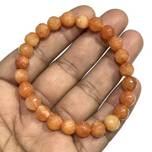 Beautiful Faceted Orange Calcite Stone Bracelet 8 MM Calcite Cut Stone Crystal Bracelets Chakra Calcite Gemstone Bracelet Gift For Him / Her