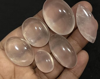 Rose Quartz Cabochons: 6 Pcs Mixed Shape Gemstones, Jewelry Making