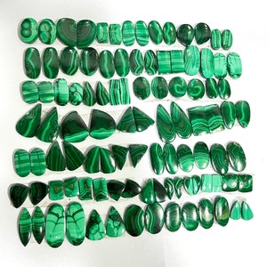 10 Pairs Lot Natural Green Malachite Matched Pair Gemstone Loose Cabochon, Malachite Pair Gemstone, Smooth Flat Back Malachite Pairs Crystal