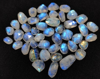 AAA Rainbow Moonstone Faceted Gemstone: Mixed Shape, 9-22mm