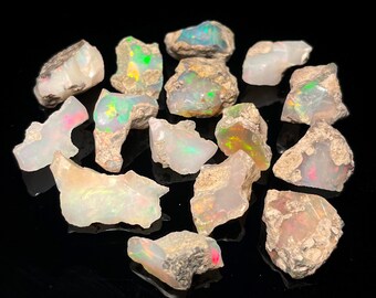 Opal Rough Top Grade Quality Dry Ethiopian Opal Raw Natural Opal Rough Welo Fire Opal Crystal For Jewelry Loose Gemstones 12-20 mm 10 Pieces