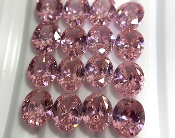Pink Cubic Zirconia Gemstones: 10 Oval Faceted CZ Stones, 10x8 mm