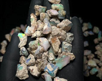 Opal Rough Top Grade Quality Dry Ethiopian Opal Raw Natural Opal Rough Welo Fire Opal Crystal For Jewelry Loose Gemstones 12-20 mm 10 Pieces