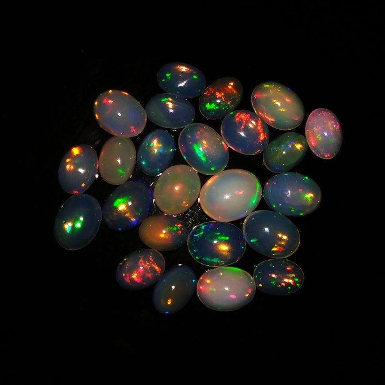 19 Pieces,Natural Ethiopian Opal,Wholesale Opal Lot,7-9 MM Welo Fire Opal Loose Gemstone,AAA+ Fire Opal Stone,Flashy Multi Fire Welo Opal