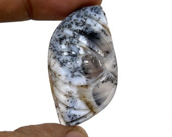 Natural Dendritic Opal Carving: 38.50 Cts Loose Gemstone Cabochon