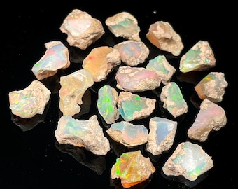 Opal Rough Top Grade Quality Dry Ethiopian Opal Raw Natural Opal Rough Welo Fire Opal Crystal For Jewelry Loose Gemstones 12-20 mm 10 Pieces