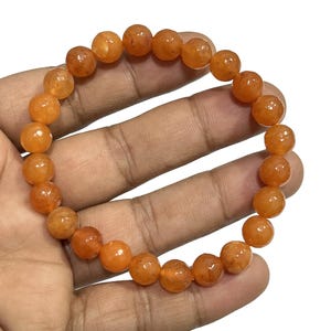 Beautiful Faceted Orange Calcite Stone Bracelet 8 MM Calcite Cut Stone Crystal Bracelets Chakra Calcite Gemstone Bracelet Gift For Him / Her
