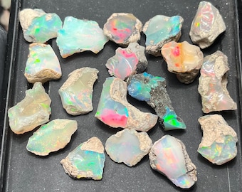 Opal Rough Top Grade Quality Dry Ethiopian Opal Raw Natural Opal Rough Welo Fire Opal Crystal For Jewelry Loose Gemstones 12-20 mm 10 Pieces