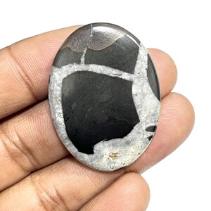 Black Septarian Gemstone Cabochon: 55.70 Cts Oval Crystal for Jewelry