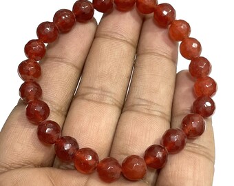 Facettierte Onyx Armband 8 mm Rot Farbe Edelstein Perlen Armband Handgemachte Heilung Schutz Armbänder Kristalle Stretch Stapeln Armbänder