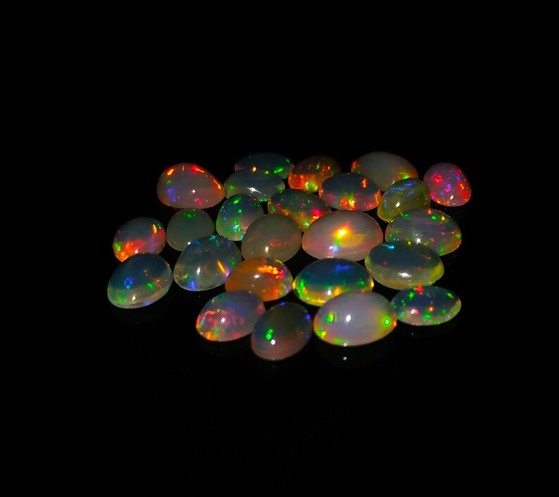 19 Pieces,Natural Ethiopian Opal,Wholesale Opal Lot,7-9 MM Welo Fire Opal Loose Gemstone,AAA+ Fire Opal Stone,Flashy Multi Fire Welo Opal