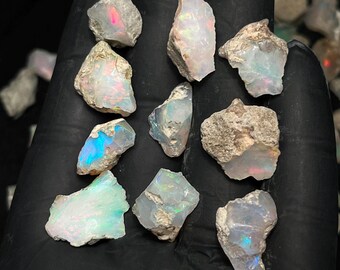 Opal Rough Top Grade Quality Dry Ethiopian Opal Raw Natural Opal Rough Welo Fire Opal Crystal For Jewelry Loose Gemstones 12-20 mm 10 Pieces