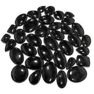 10 Pieces Attractive Black Tourmaline Cabochon Wholesale Lot Loose Gemstones Black Tourmaline Size 20 To 35 MM Long For Jewelry Making
