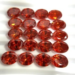 10 Pieces Top Quality Red Zirconia Gemstone Faceted Sparkling Cubic Zirconia Oval Shape Cut Loose Gemstones Lot For Jewelry Making 10x8 mm