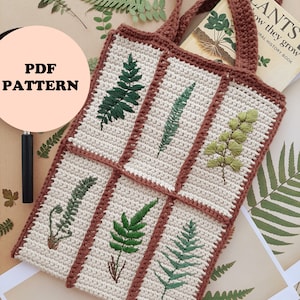 Forever Ferns Mini Tote Bag Crochet and Embroidery PDF Pattern