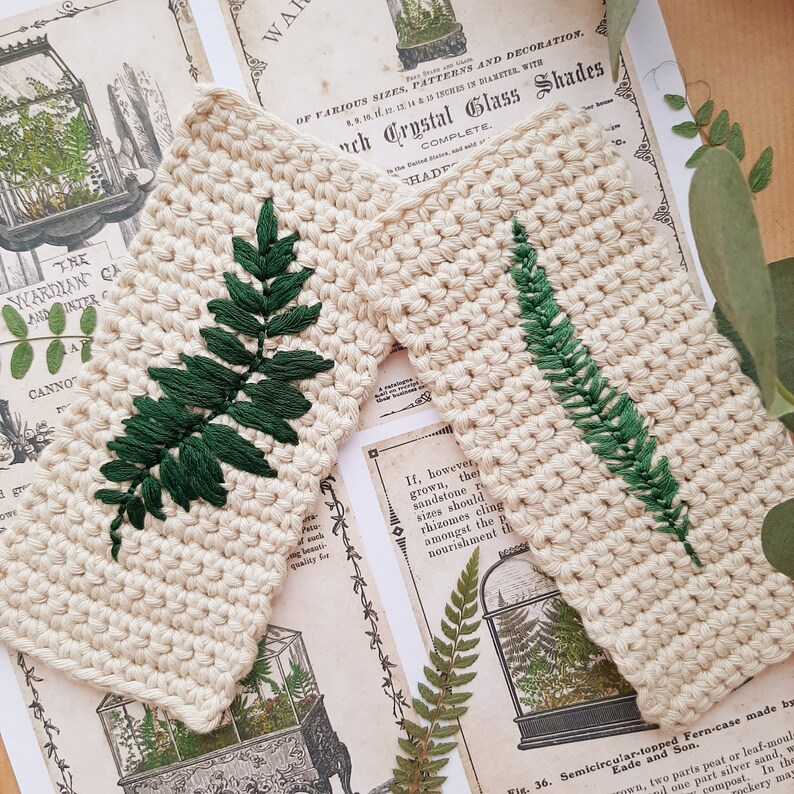 Forever Ferns Mini Tote Bag Crochet and Embroidery PDF Pattern Etsy