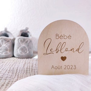 Annonce grossesse, Carte étape grossesse personnalisée, Bienvenue bébé, Annonce grossesse pancarte bois