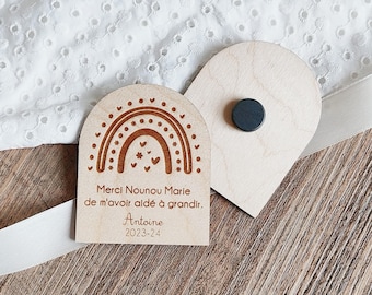 Imán de madera personalizado, regalo para niñera, regalo de fin de año