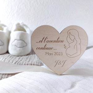 Carte étape grossesse, Annonce grossesse personnalisée, Bienvenue bébé, Annonce grossesse bois