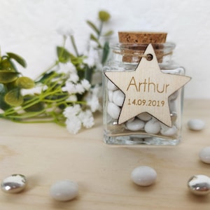 Set of 10 wooden star tags to personalize - Wedding, baptism or birthday - Table decoration and sugared almonds