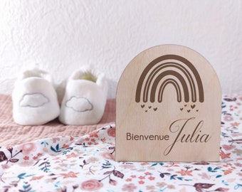 Carte bienvenue bébé, Annonce de naissance, Carte en bois personnalisé, Cadeau de naissance, Future maman