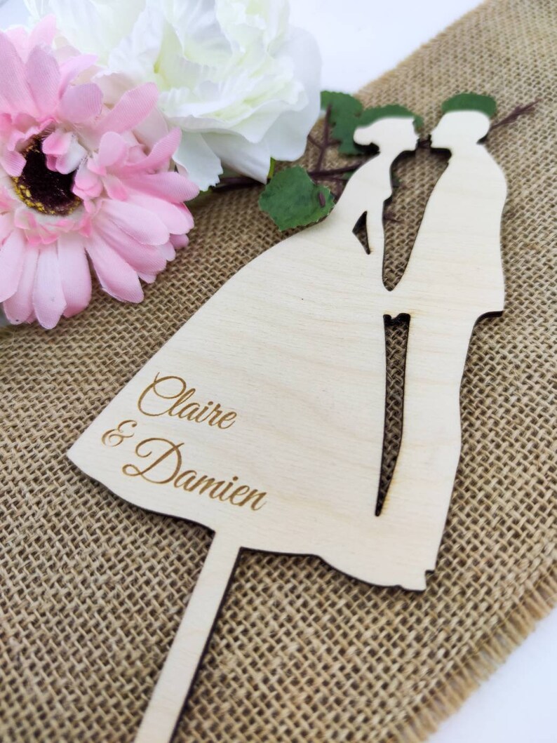 Topper Personnalisé Pour Gâteau En Bois - Décoration Mariage, Baptême, Communion - Texte Personnalisable