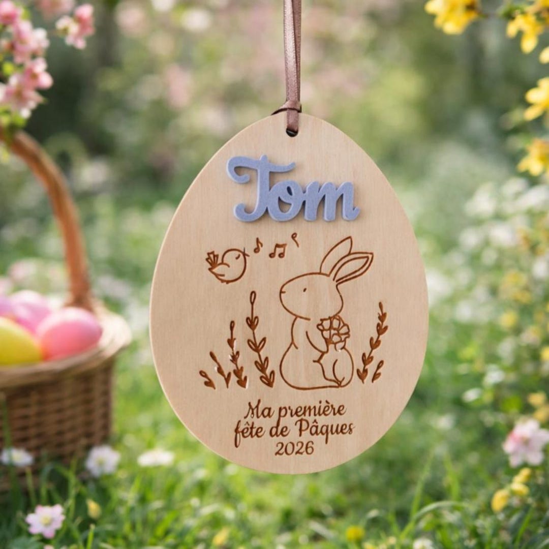 10 Pièces Ornements en Bois de Pâques Impression d'Oeufs de Pâques