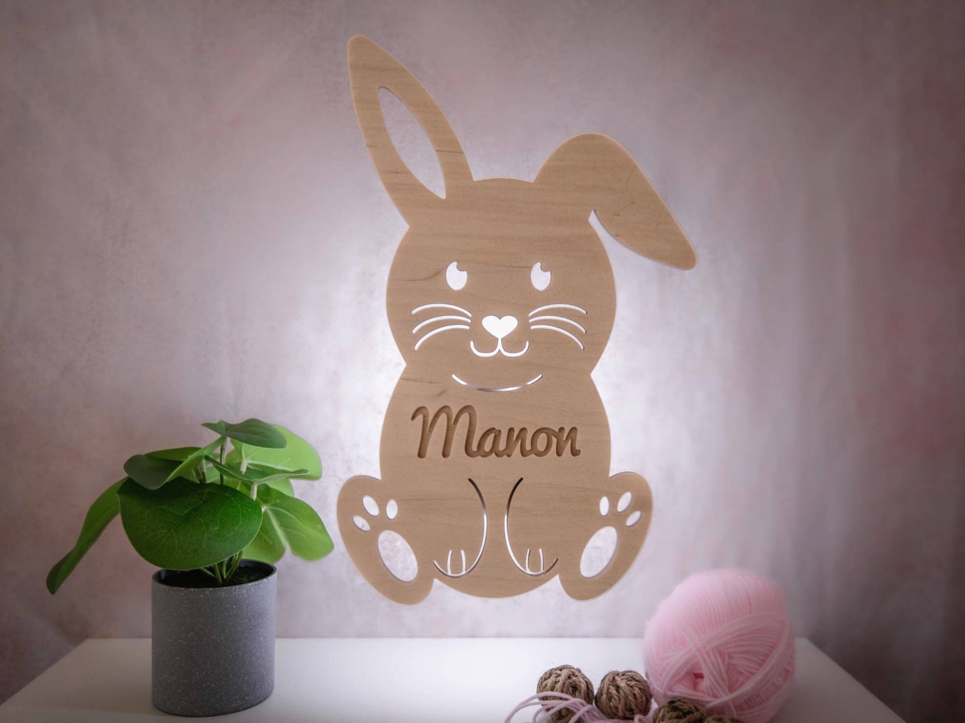 Veilleuse Lapin en Bois Personnalisable