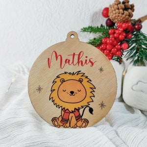 Adorno navideño de madera personalizado, decoración de león
