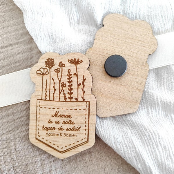 Magnet en bois personnalisé, Aimant personnalisé, Idée cadeau maman, Fête des mères