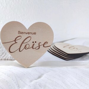 Cartes étapes bébé coeur, cartes étapes bois, première année bébé, bienvenue bébé, cadeau naissance personnalisé, cadeau future maman image 2