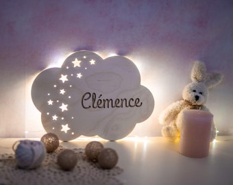 Veilleuse bébé personnalisé, veilleuse led en bois, cadeau bébé personnalisé, cadeau de naissance,  cadeau de baptême, lampe de nuit, bébé