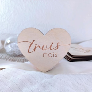 Cartes étapes bébé coeur, cartes étapes bois, première année bébé, bienvenue bébé, cadeau naissance personnalisé, cadeau future maman image 6