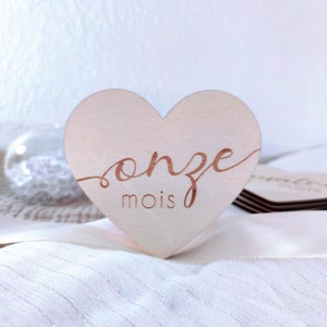 Cartes étapes bébé coeur, cartes étapes bois, première année bébé, bienvenue bébé, cadeau naissance personnalisé, cadeau future maman image 9