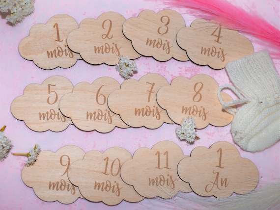Cartes Etapes Bebe En Bois En Forme De Nuage Cadeau De Etsy