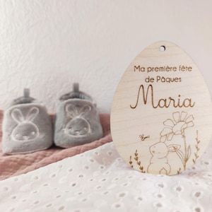 Oeuf de Pâques en bois à personnaliser, Mes premères Pâques