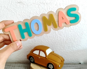 Personalized wooden first name, Wall decoration for baby or child's room, Birth or baptism gift