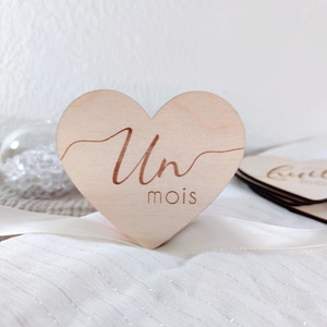 Cartes étapes bébé coeur, cartes étapes bois, première année bébé, bienvenue bébé, cadeau naissance personnalisé, cadeau future maman image 4